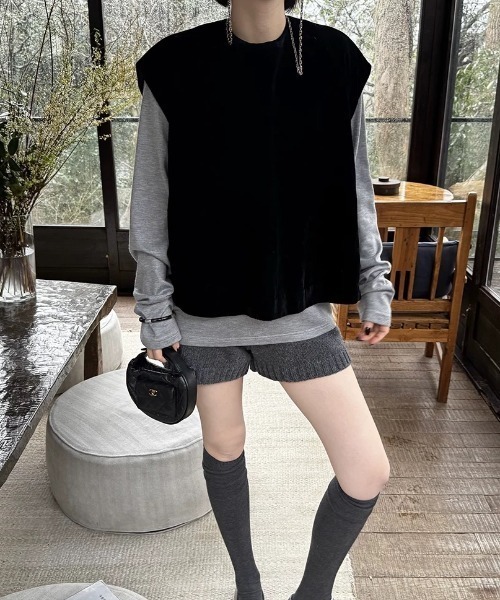 CELENA BEATS(セレナビーツ)の「ニットショートパンツ(その他パンツ・レディース・アイボリー/グレー・FREE)」の6枚目の写真