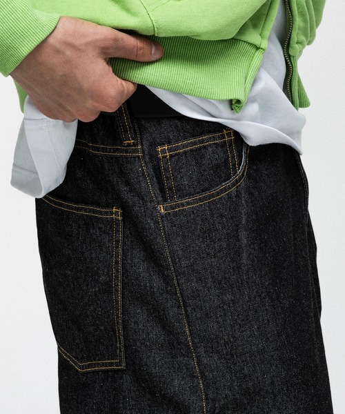 ILL'S(イルズ)の「2way SIDE ZIP BARREL-LEG DENIM PANTS / 2wayサイドジップバレルレッグデニムパンツ バギーパンツ ワイド サイドライン メンズ レディース ユニセックス(デニムパンツ・メンズ・ブラック/グレー/ブルー・M/L)」の10枚目の写真