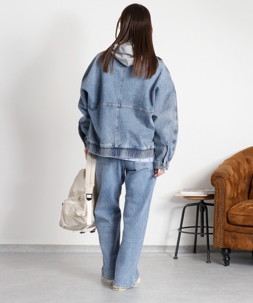 cepo（セポ）の「〈セットアップ対応〉美脚＆細見えシルエット♪ ハイスタンダードストレートデニム（デニムパンツ・レディース・ブルー系2/ベージュ・M/S/L）」の11枚目の写真