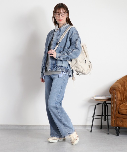 cepo（セポ）の「〈セットアップ対応〉美脚＆細見えシルエット♪ ハイスタンダードストレートデニム（デニムパンツ・レディース・ブルー系2/ベージュ・M/S/L）」の9枚目の写真