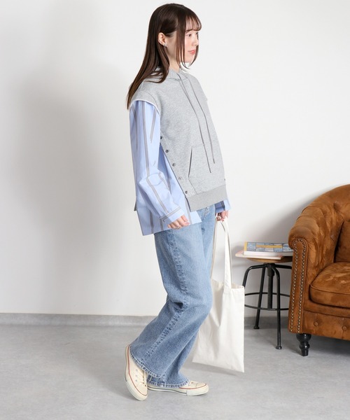 cepo（セポ）の「〈セットアップ対応〉美脚＆細見えシルエット♪ ハイスタンダードストレートデニム（デニムパンツ・レディース・ブルー系2/ベージュ・M/S/L）」の16枚目の写真