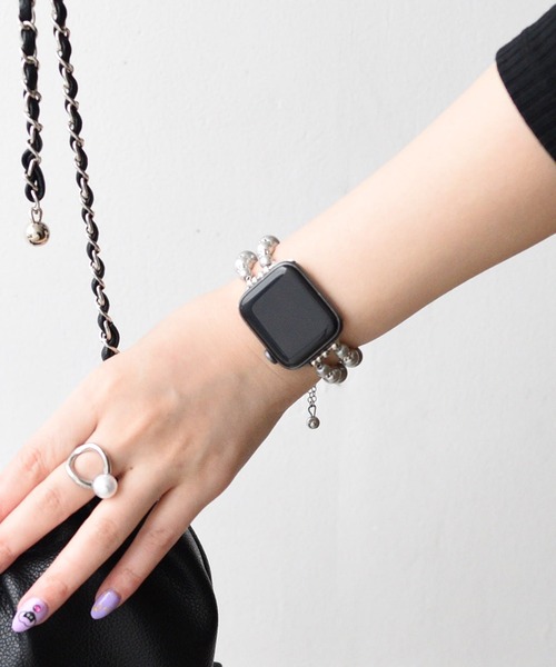 styiro(スタイロ)の「Apple Watch Band パールアジャスター / スライド式(デジタル腕時計・レディース・シルバー/プラチナム・38mm/42mm)」の1枚目の写真