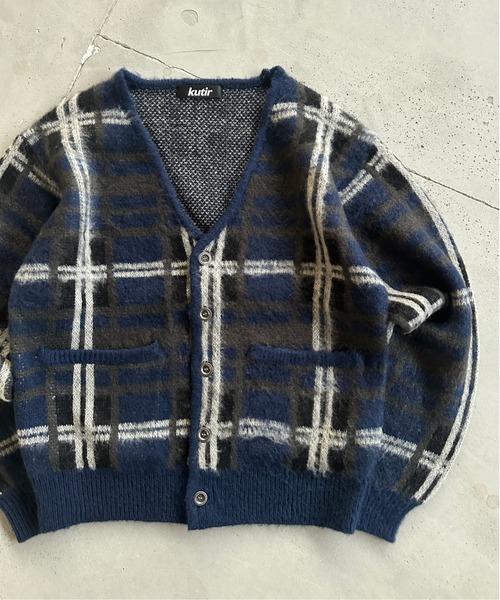 kutir(クティール)の「SILVER BUTTON CHECK CARDIGAN/シルバーボタンチェックカーディガン(カーディガン/ボレロ・メンズ・ブラック/ブラウン/ネイビー・LARGE/MEDIUM)」の7枚目の写真
