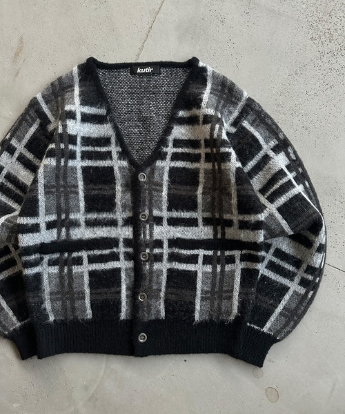 kutir(クティール)の「SILVER BUTTON CHECK CARDIGAN/シルバーボタンチェックカーディガン(カーディガン/ボレロ・メンズ・ブラック/ブラウン/ネイビー・LARGE/MEDIUM)」の4枚目の写真