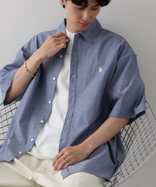 U.S. POLO ASSN.(ユーエスポロアッスン)の「【U.S. POLO ASSN./ユーエスポロアッスン】ワンポイントロゴ刺繍 半袖オーバーサイズシャツ(シャツ/ブラウス・メンズ・ブラック/インディゴブルー/ライトブルー/ホワイト・LL/M/L)」の4枚目の写真