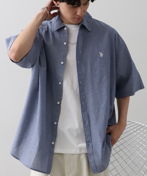 U.S. POLO ASSN.(ユーエスポロアッスン)の「【U.S. POLO ASSN./ユーエスポロアッスン】ワンポイントロゴ刺繍 半袖オーバーサイズシャツ(シャツ/ブラウス・メンズ・ブラック/インディゴブルー/ライトブルー/ホワイト・LL/M/L)」の15枚目の写真