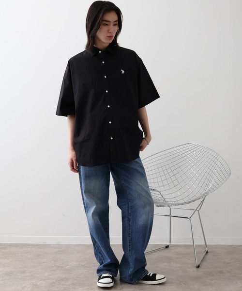 U.S. POLO ASSN.(ユーエスポロアッスン)の「【U.S. POLO ASSN./ユーエスポロアッスン】ワンポイントロゴ刺繍 半袖オーバーサイズシャツ(シャツ/ブラウス・メンズ・ブラック/インディゴブルー/ライトブルー/ホワイト・LL/M/L)」の11枚目の写真