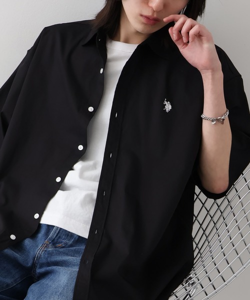 U.S. POLO ASSN.(ユーエスポロアッスン)の「【U.S. POLO ASSN./ユーエスポロアッスン】ワンポイントロゴ刺繍 半袖オーバーサイズシャツ(シャツ/ブラウス・メンズ・ブラック/インディゴブルー/ライトブルー/ホワイト・LL/M/L)」の5枚目の写真