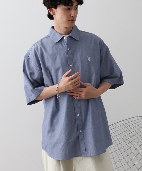 U.S. POLO ASSN.(ユーエスポロアッスン)の「【U.S. POLO ASSN./ユーエスポロアッスン】ワンポイントロゴ刺繍 半袖オーバーサイズシャツ(シャツ/ブラウス・メンズ・ブラック/インディゴブルー/ライトブルー/ホワイト・LL/M/L)」の13枚目の写真