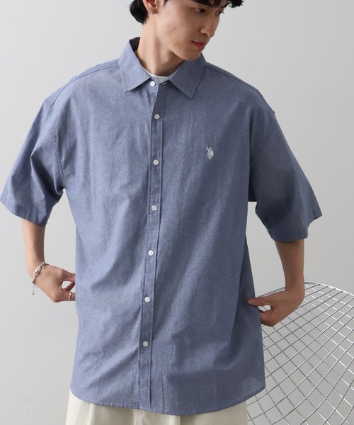 U.S. POLO ASSN.(ユーエスポロアッスン)の「【U.S. POLO ASSN./ユーエスポロアッスン】ワンポイントロゴ刺繍 半袖オーバーサイズシャツ(シャツ/ブラウス・メンズ・ブラック/インディゴブルー/ライトブルー/ホワイト・LL/M/L)」の12枚目の写真