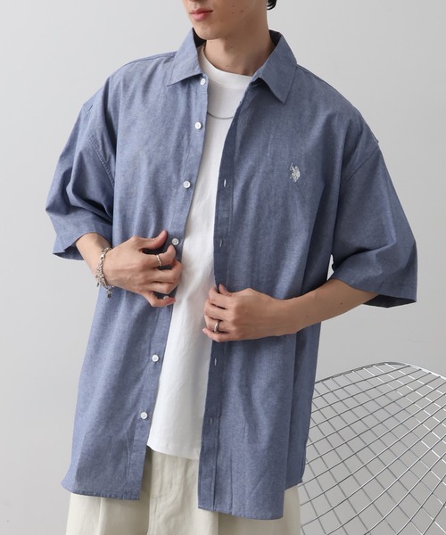 U.S. POLO ASSN.(ユーエスポロアッスン)の「【U.S. POLO ASSN./ユーエスポロアッスン】ワンポイントロゴ刺繍 半袖オーバーサイズシャツ(シャツ/ブラウス・メンズ・ブラック/インディゴブルー/ライトブルー/ホワイト・LL/M/L)」の14枚目の写真