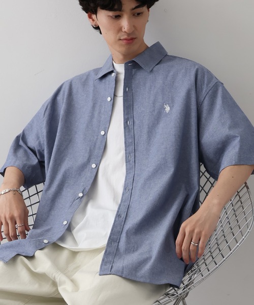 U.S. POLO ASSN.(ユーエスポロアッスン)の「【U.S. POLO ASSN./ユーエスポロアッスン】ワンポイントロゴ刺繍 半袖オーバーサイズシャツ(シャツ/ブラウス・メンズ・ブラック/インディゴブルー/ライトブルー/ホワイト・LL/M/L)」の16枚目の写真