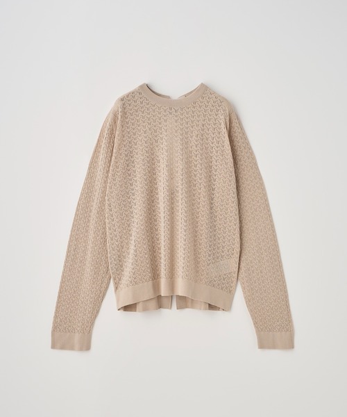JOHN SMEDLEY(ジョンスメドレー)の「コットンレース編みバックリボンニットトップス(ニット/セーター・レディース・ベージュ系その他4・M)」の1枚目の写真
