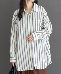 綿先染めストライプシャツ