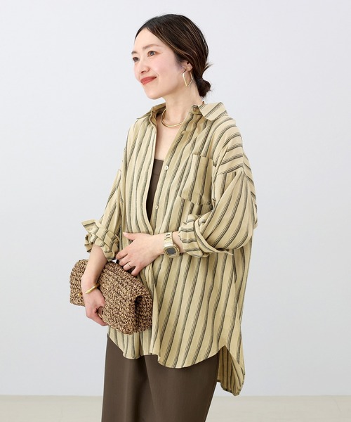 Aletta vita（アレッタビータ）の「綿先染めストライプシャツ（シャツ/ブラウス・レディース・ベージュ/オフホワイト・M）」の22枚目の写真