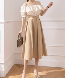 CHUL（チュル）の「ハイウエストタックフレアミディスカート（スカート）」