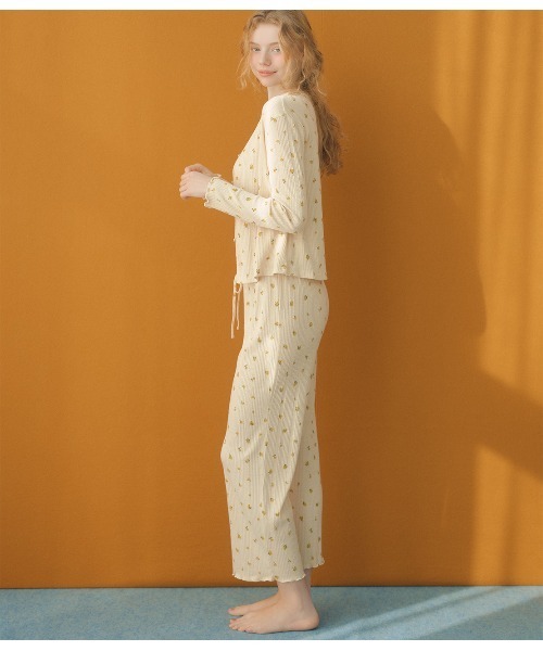 PEACH JOHN(ピーチジョン)の「コットン混リブパジャマ3点セット(ルームウェア/パジャマ・レディース・グレー/イエロー・ONE SIZE)」の11枚目の写真