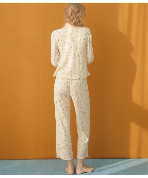 PEACH JOHN(ピーチジョン)の「コットン混リブパジャマ3点セット(ルームウェア/パジャマ・レディース・グレー/イエロー・ONE SIZE)」の12枚目の写真