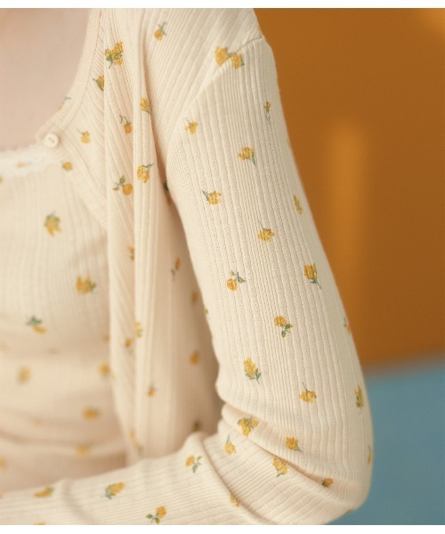 PEACH JOHN(ピーチジョン)の「コットン混リブパジャマ3点セット(ルームウェア/パジャマ・レディース・グレー/イエロー・ONE SIZE)」の15枚目の写真