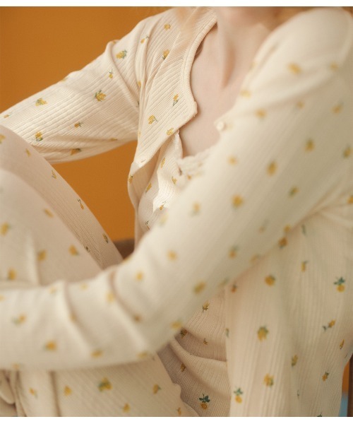 PEACH JOHN(ピーチジョン)の「コットン混リブパジャマ3点セット(ルームウェア/パジャマ・レディース・グレー/イエロー・ONE SIZE)」の16枚目の写真