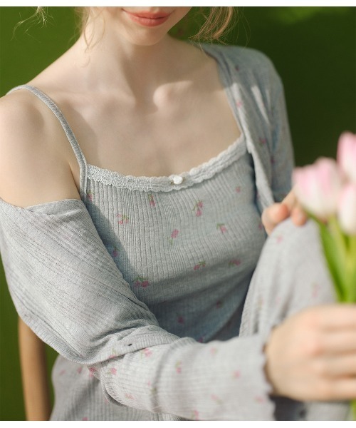 PEACH JOHN(ピーチジョン)の「コットン混リブパジャマ3点セット(ルームウェア/パジャマ・レディース・グレー/イエロー・ONE SIZE)」の8枚目の写真