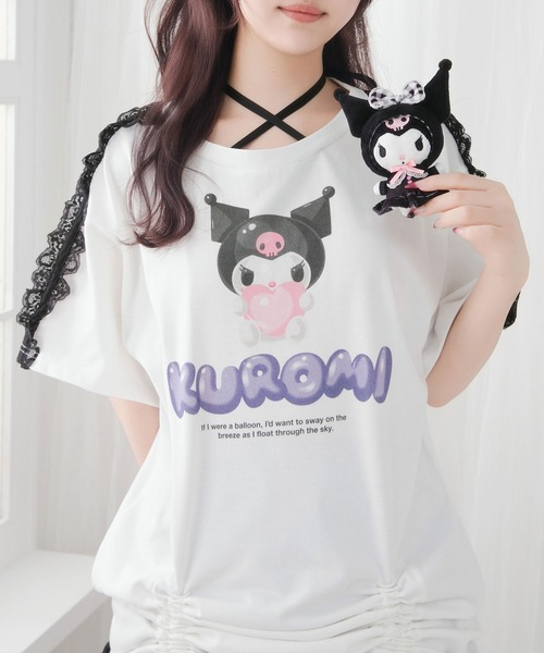 DearMyLove（ディアマイラブ）の「【ｻﾝﾘｵ×DML】ﾘﾎﾞﾝﾚｰｽﾋﾞｯｸﾞTｼｬﾂ（Tシャツ/カットソー・レディース・ホワイト×ブルー/ホワイト×ピンク/ホワイト×ブラック・M～Ｌ/LL～3L）」の4枚目の写真