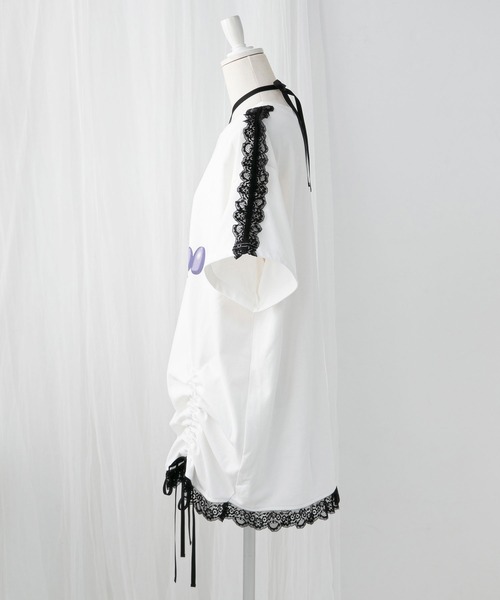 DearMyLove（ディアマイラブ）の「【ｻﾝﾘｵ×DML】ﾘﾎﾞﾝﾚｰｽﾋﾞｯｸﾞTｼｬﾂ（Tシャツ/カットソー・レディース・ホワイト×ブルー/ホワイト×ピンク/ホワイト×ブラック・M～Ｌ/LL～3L）」の17枚目の写真