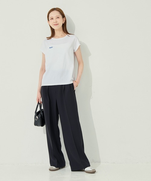 coca(coca)(コカ)の「刺繍入り半袖クルーネックトップス(Tシャツ/カットソー・レディース・ライトグレー/ホワイト・L/S/M)」の3枚目の写真