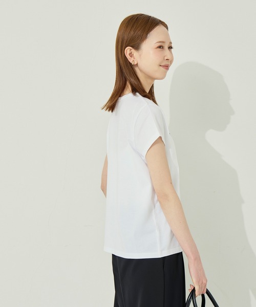 coca(coca)(コカ)の「刺繍入り半袖クルーネックトップス(Tシャツ/カットソー・レディース・ライトグレー/ホワイト・L/S/M)」の4枚目の写真