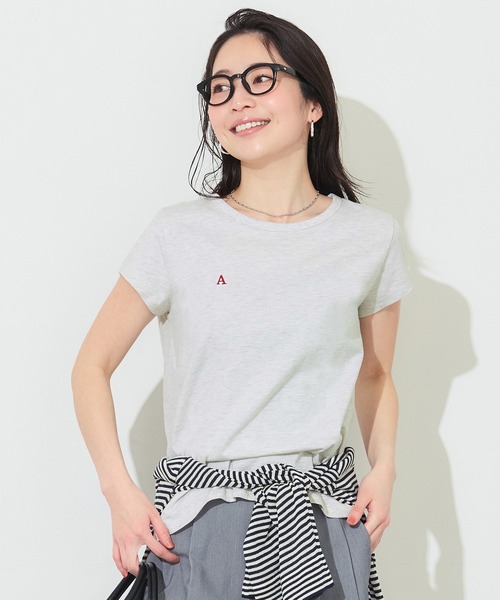 coca(coca)(コカ)の「刺繍入り半袖クルーネックトップス(Tシャツ/カットソー・レディース・ライトグレー/ホワイト・L/S/M)」の9枚目の写真