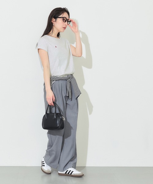 coca(coca)(コカ)の「刺繍入り半袖クルーネックトップス(Tシャツ/カットソー・レディース・ライトグレー/ホワイト・L/S/M)」の10枚目の写真