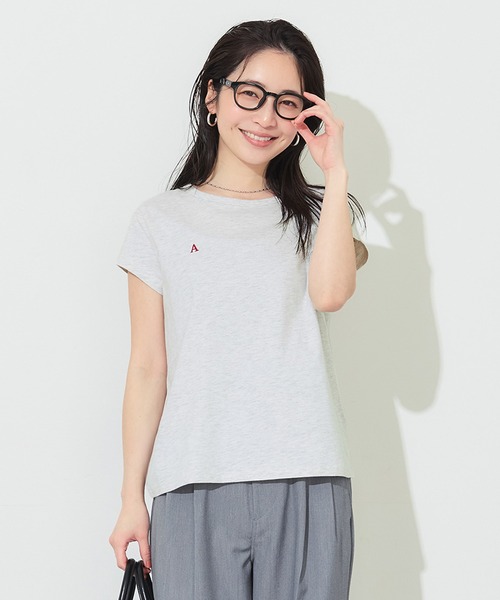 coca(coca)(コカ)の「刺繍入り半袖クルーネックトップス(Tシャツ/カットソー・レディース・ライトグレー/ホワイト・L/S/M)」の11枚目の写真
