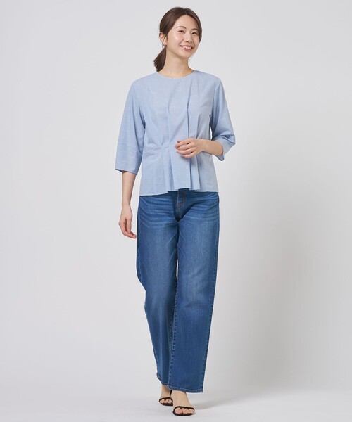 J.PRESS（ジェイプレス）の「リネンminiチェック プルオーバー ブラウス（シャツ/ブラウス・レディース・ネイビー系3/サックスブルー系3/ブラウン系3・T15/T13）」の5枚目の写真