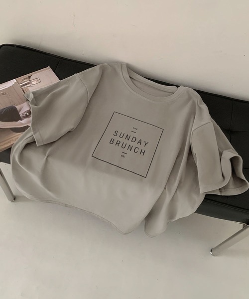 LOWO(ロワ)の「英字ロゴプリントオーバーサイズ半袖Tシャツ(コットン/カジュアル)(Tシャツ/カットソー・レディース・ネイビー/ホワイト/グレー・FREE)」の19枚目の写真
