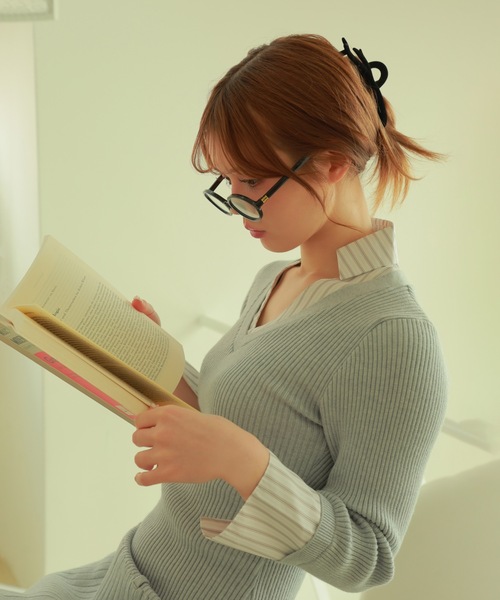 M DOLLY(エムドリー)の「stripe shirt sereno mini dress/ストライプシャツセレーノミニドレス(ワンピース・レディース・グレー/ベージュ・FREE)」の11枚目の写真