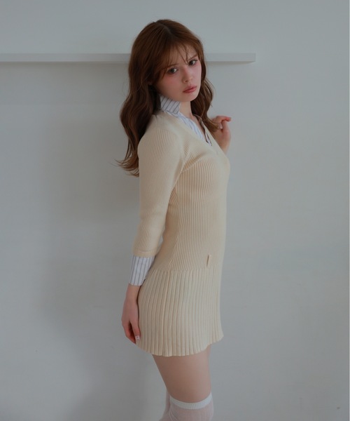 M DOLLY(エムドリー)の「stripe shirt sereno mini dress/ストライプシャツセレーノミニドレス(ワンピース・レディース・グレー/ベージュ・FREE)」の16枚目の写真