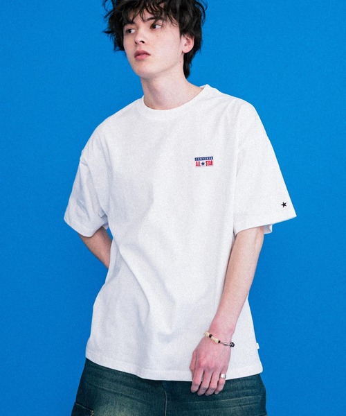 CONVERSE(コンバース)の「CONVERSE コンバース 天竺プレートロゴ半袖クルーネックTシャツ/ハーフスリーブカットソー(Tシャツ/カットソー・メンズ・ホワイト/オートミール/ネイビー/ブラック・L/M/XL)」の5枚目の写真