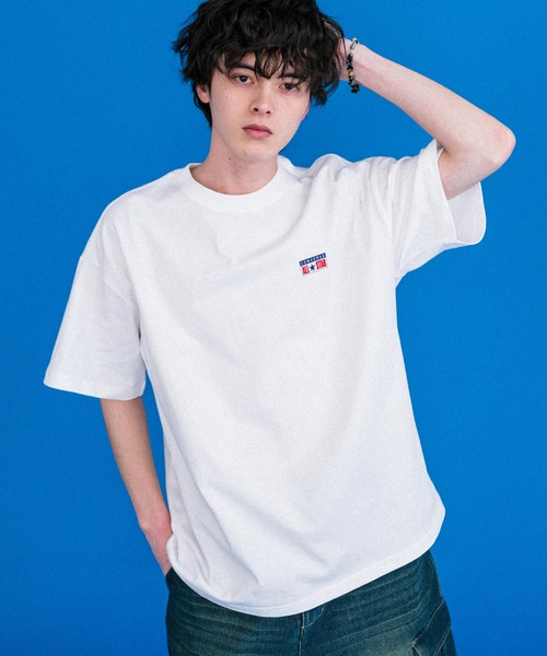 CONVERSE(コンバース)の「CONVERSE コンバース 天竺プレートロゴ半袖クルーネックTシャツ/ハーフスリーブカットソー(Tシャツ/カットソー・メンズ・ホワイト/オートミール/ネイビー/ブラック・L/M/XL)」の8枚目の写真