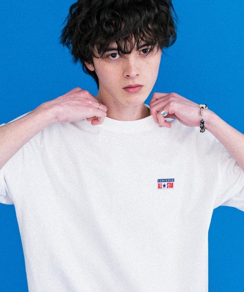 CONVERSE(コンバース)の「CONVERSE コンバース 天竺プレートロゴ半袖クルーネックTシャツ/ハーフスリーブカットソー(Tシャツ/カットソー・メンズ・ホワイト/オートミール/ネイビー/ブラック・L/M/XL)」の9枚目の写真