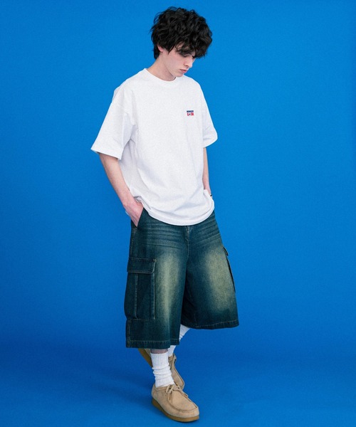 CONVERSE(コンバース)の「CONVERSE コンバース 天竺プレートロゴ半袖クルーネックTシャツ/ハーフスリーブカットソー(Tシャツ/カットソー・メンズ・ホワイト/オートミール/ネイビー/ブラック・L/M/XL)」の10枚目の写真