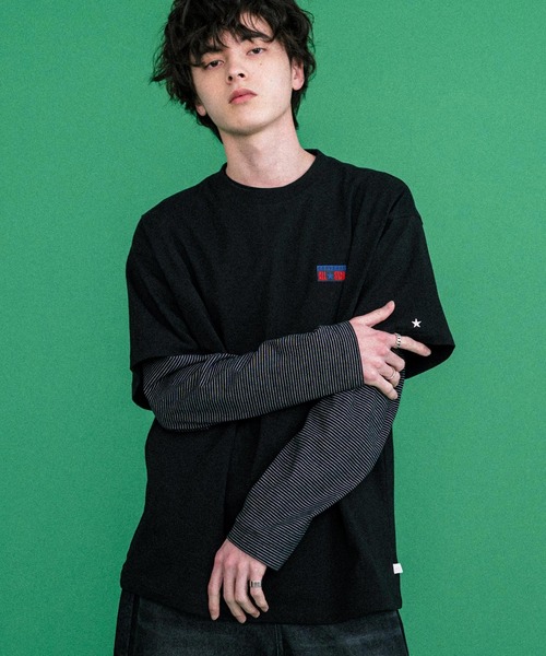 CONVERSE(コンバース)の「CONVERSE コンバース 天竺プレートロゴ半袖クルーネックTシャツ/ハーフスリーブカットソー(Tシャツ/カットソー・メンズ・ホワイト/オートミール/ネイビー/ブラック・L/M/XL)」の11枚目の写真