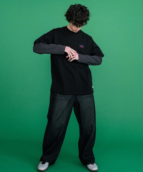 CONVERSE(コンバース)の「CONVERSE コンバース 天竺プレートロゴ半袖クルーネックTシャツ/ハーフスリーブカットソー(Tシャツ/カットソー・メンズ・ホワイト/オートミール/ネイビー/ブラック・L/M/XL)」の13枚目の写真