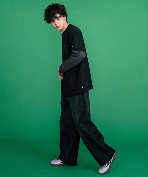 CONVERSE(コンバース)の「CONVERSE コンバース 天竺プレートロゴ半袖クルーネックTシャツ/ハーフスリーブカットソー(Tシャツ/カットソー・メンズ・ホワイト/オートミール/ネイビー/ブラック・L/M/XL)」の14枚目の写真