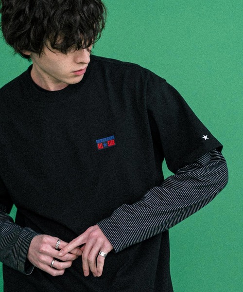 CONVERSE(コンバース)の「CONVERSE コンバース 天竺プレートロゴ半袖クルーネックTシャツ/ハーフスリーブカットソー(Tシャツ/カットソー・メンズ・ホワイト/オートミール/ネイビー/ブラック・L/M/XL)」の15枚目の写真