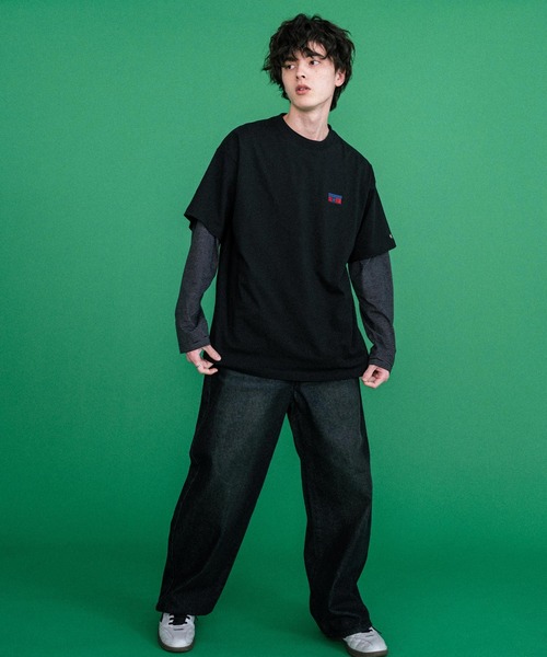 CONVERSE(コンバース)の「CONVERSE コンバース 天竺プレートロゴ半袖クルーネックTシャツ/ハーフスリーブカットソー(Tシャツ/カットソー・メンズ・ホワイト/オートミール/ネイビー/ブラック・L/M/XL)」の16枚目の写真