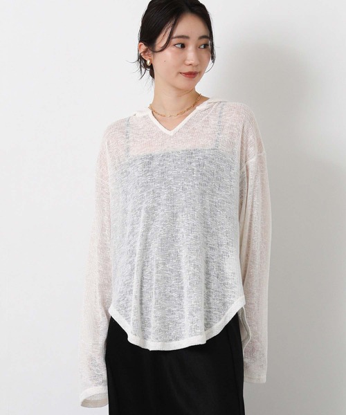 Gready Brilliant（グレディブリリアン）の「シアーフーディーカットソー（Tシャツ/カットソー・レディース・オフホワイト/ベージュ・FREE）」の7枚目の写真