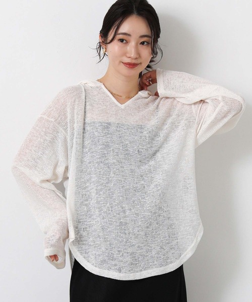 Gready Brilliant（グレディブリリアン）の「シアーフーディーカットソー（Tシャツ/カットソー・レディース・オフホワイト/ベージュ・FREE）」の10枚目の写真