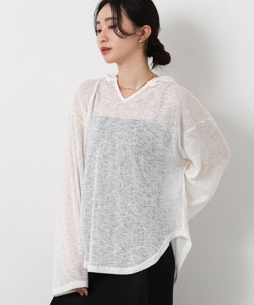 Gready Brilliant（グレディブリリアン）の「シアーフーディーカットソー（Tシャツ/カットソー・レディース・オフホワイト/ベージュ・FREE）」の11枚目の写真