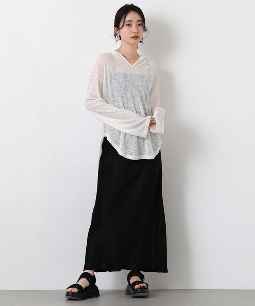 Gready Brilliant（グレディブリリアン）の「シアーフーディーカットソー（Tシャツ/カットソー・レディース・オフホワイト/ベージュ・FREE）」の3枚目の写真