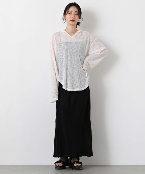 Gready Brilliant（グレディブリリアン）の「シアーフーディーカットソー（Tシャツ/カットソー・レディース・オフホワイト/ベージュ・FREE）」の6枚目の写真